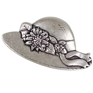 Vintage 2005 Birds & Blooms Pewter Floral Hat Brooch Pin